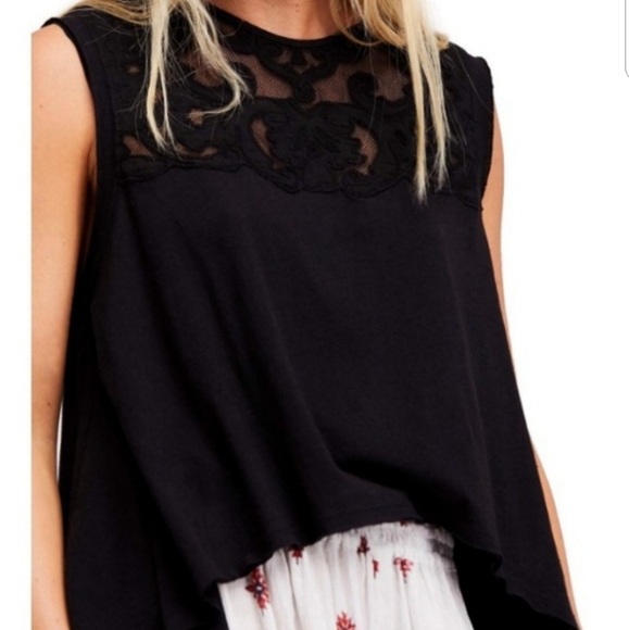 Free People Tops - Free People Meant to be Lace Yoke Swingy Tank